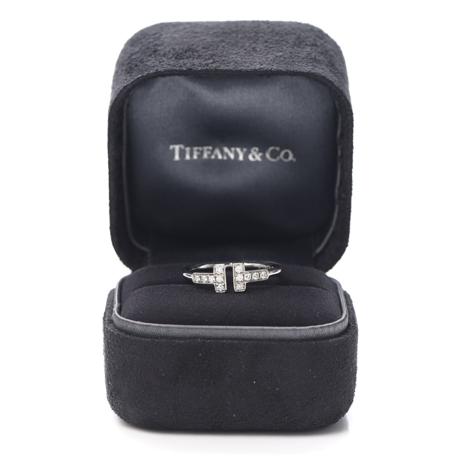Tiffany 18K White Gold Diamond T Wire Ring 53 6.5 5 of 5