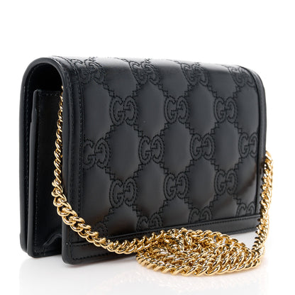 Gucci Calfskin GG Matelasse Chain Wallet Black 3 of 10