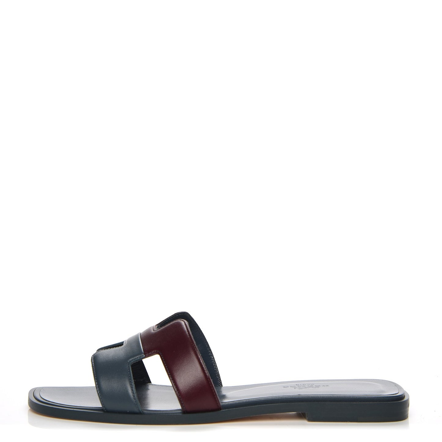 Box Calfskin Oran Sandals 37 Bleu Ardoise Bordeaux