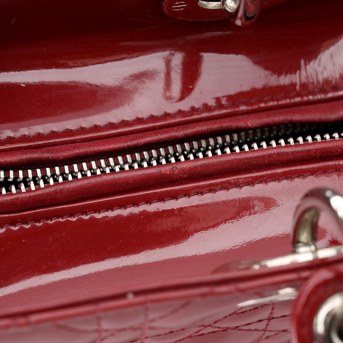 Patent Cannage Large Lady Dior Red