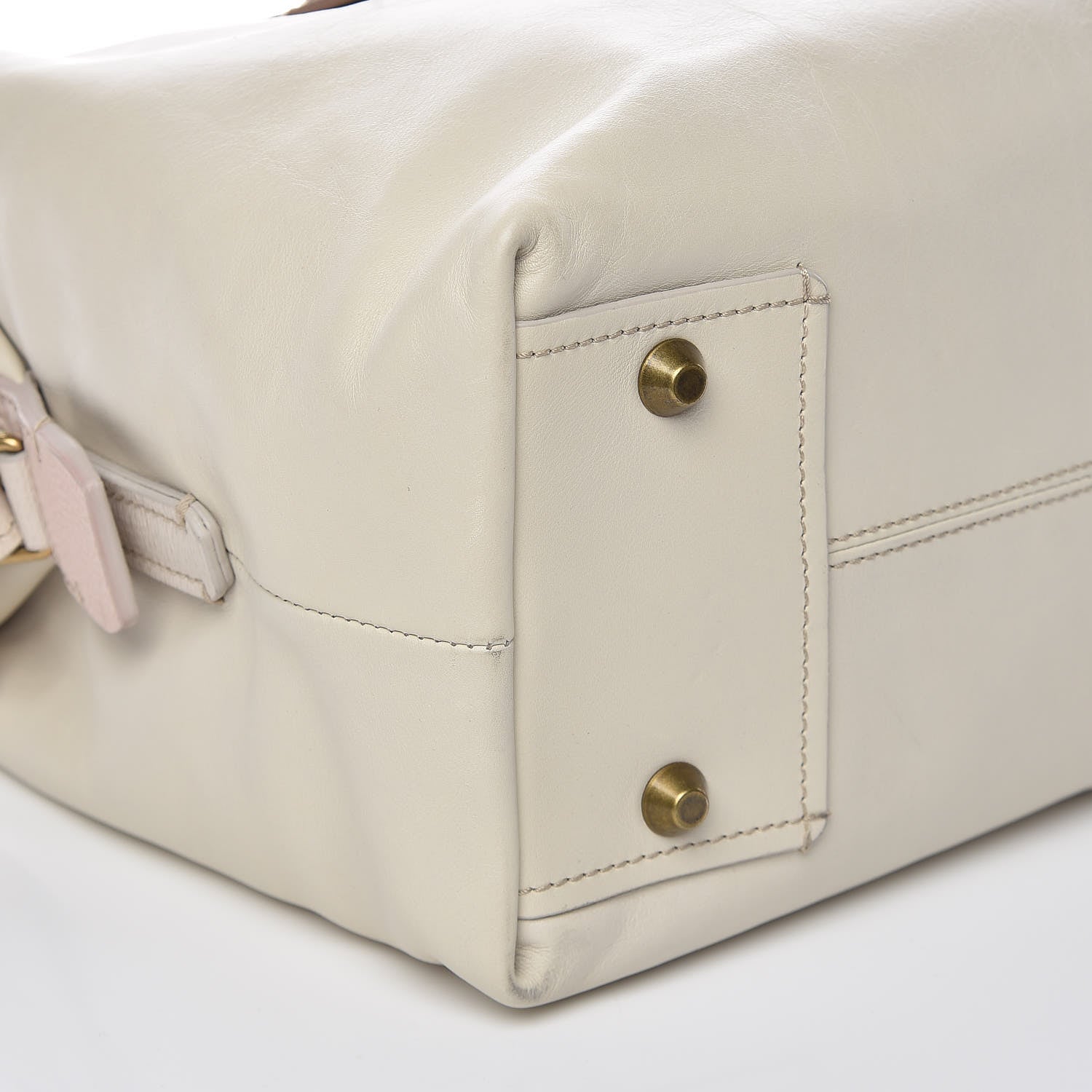 Lanvin Smooth Calfskin Bicolor Padam Bowling Satchel White 9 of 10