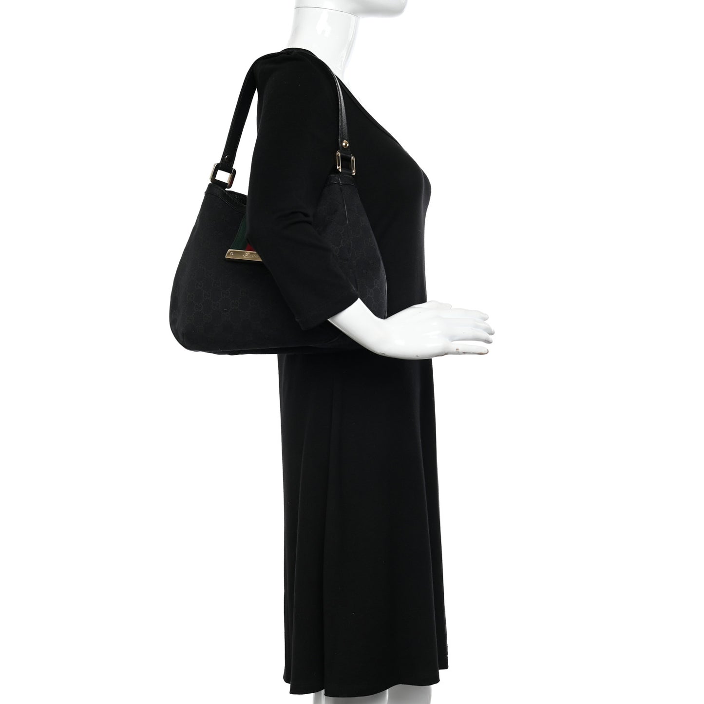 Monogram New Ladies Web Hobo Black