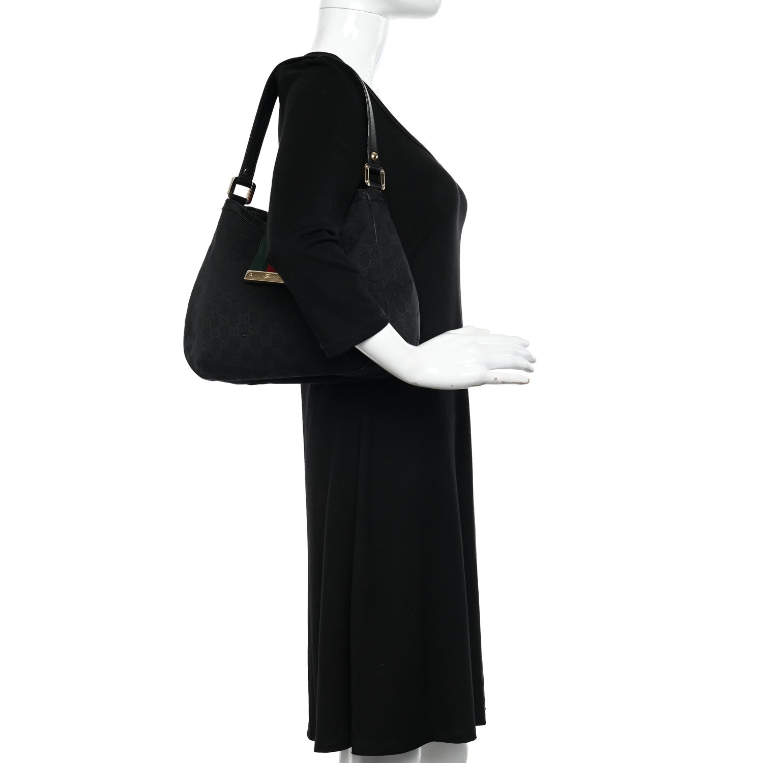 Gucci Monogram New Ladies Web Hobo Black 2 of 15