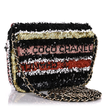 Chanel Sequin COCO Clutch With Chain Black Red 3 of 12