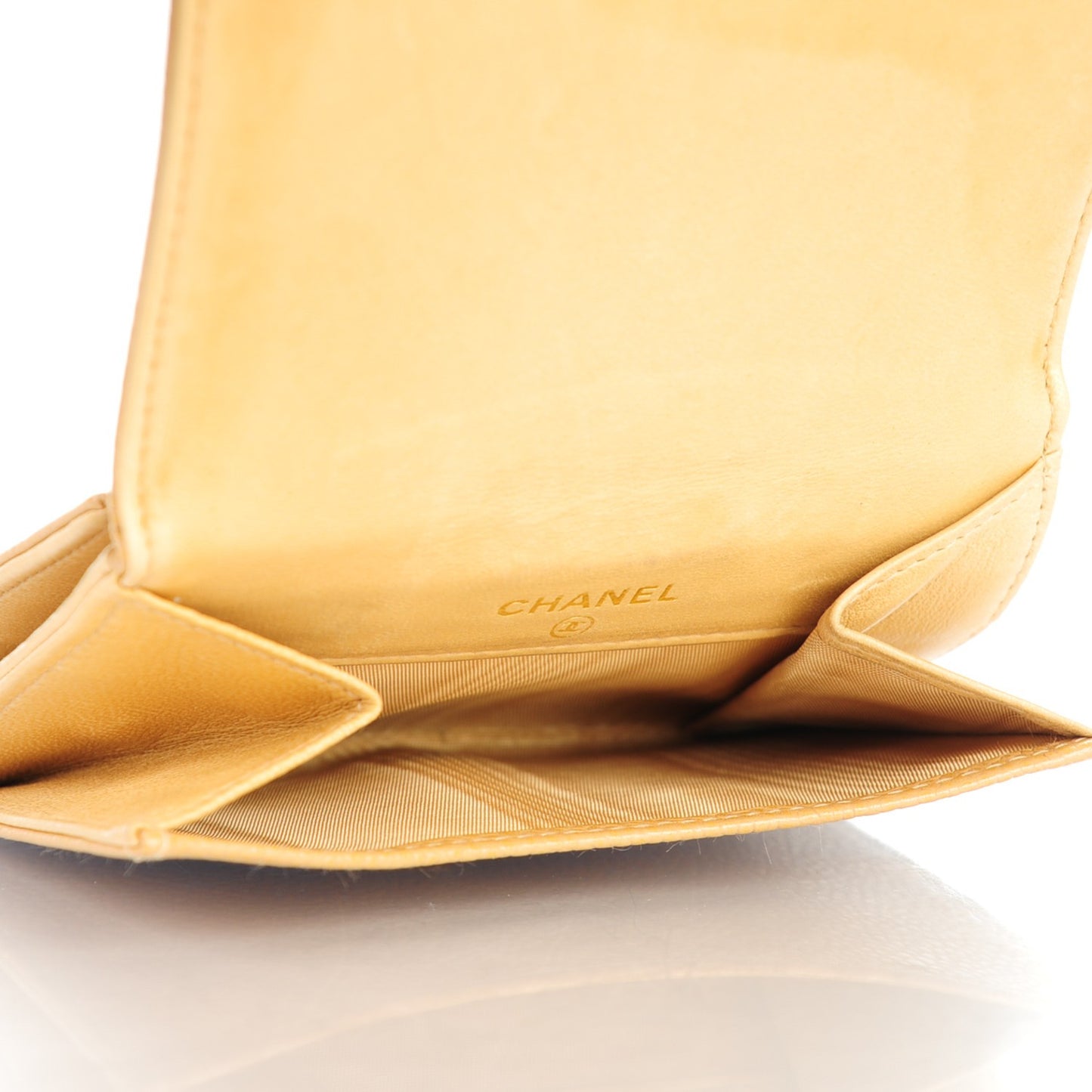 Caviar Timeless CC Compact French Wallet Beige