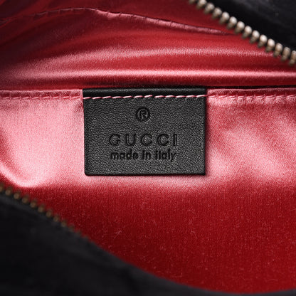 Gucci Velvet Matelasse Deer Embroidered Small GG Marmont Chain Shoulder Bag Black 5 of 9