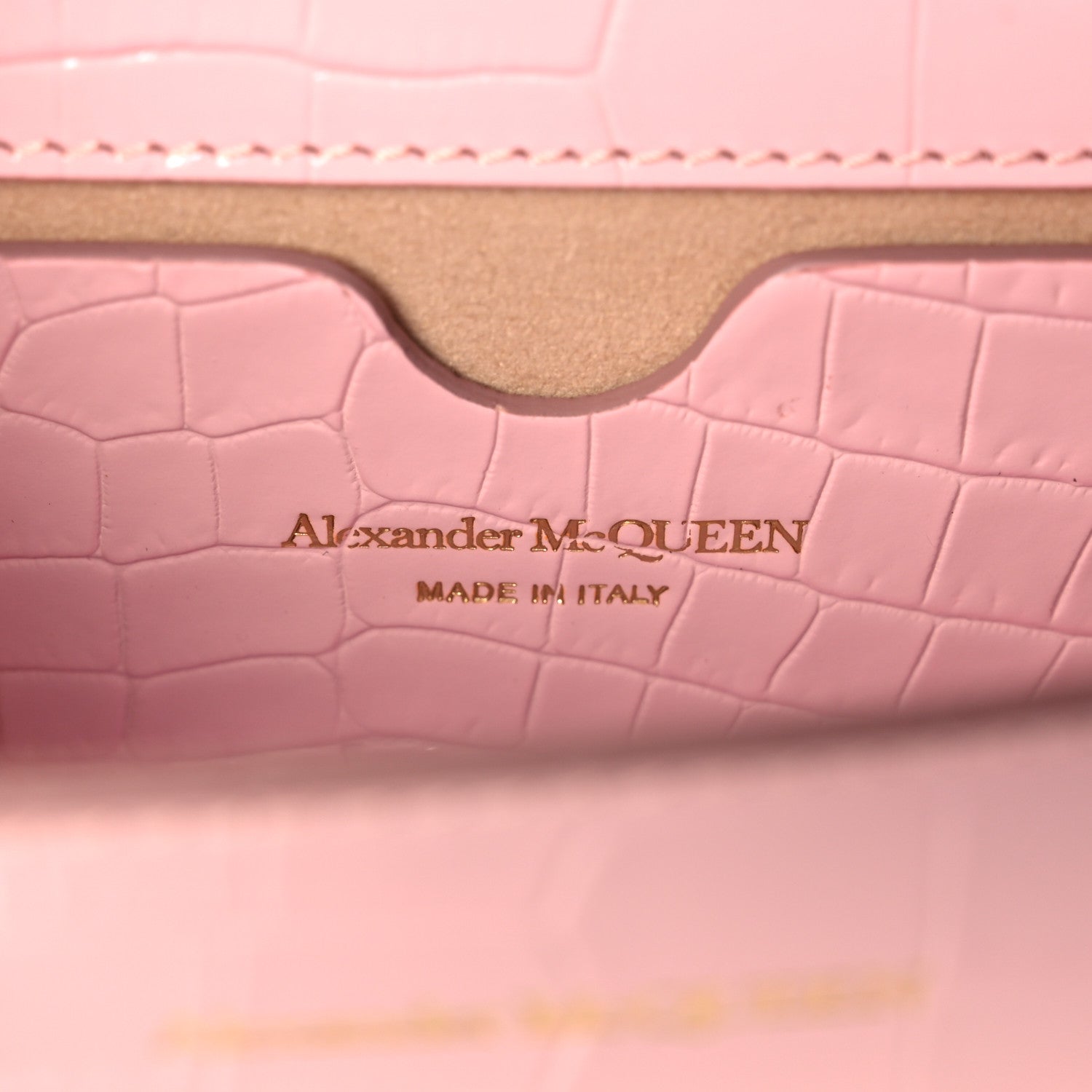Alexander McQueen Calfskin Crocodile Embossed Knuckle Shoulder Bag Light Pink 6 of 10
