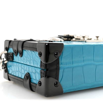 Louis Vuitton Alligator Petite Malle Blue Black 8 of 10