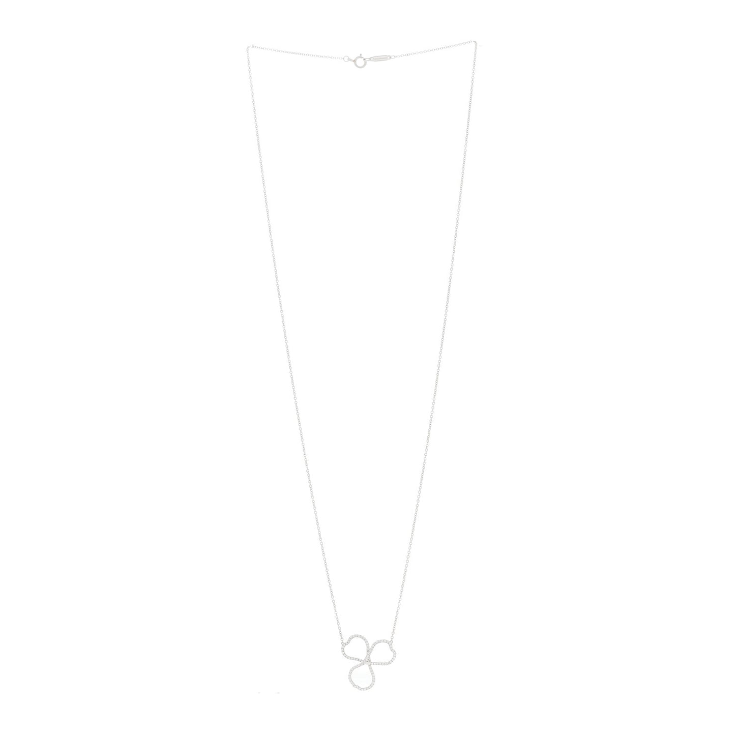 Platinum Diamond Large Paper Flowers Pendant Necklace