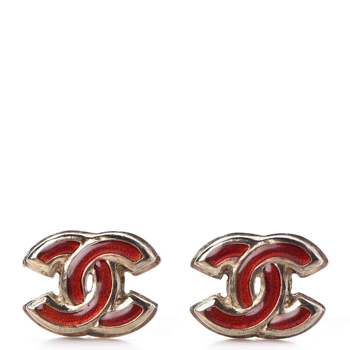 Enamel CC Earrings Red