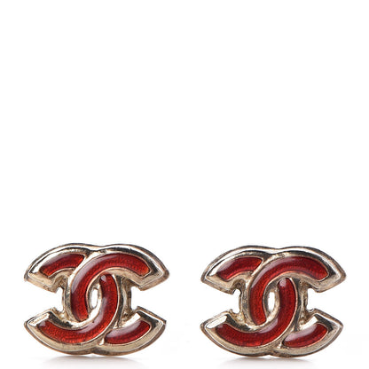 Chanel Enamel CC Earrings Red 1 of 4