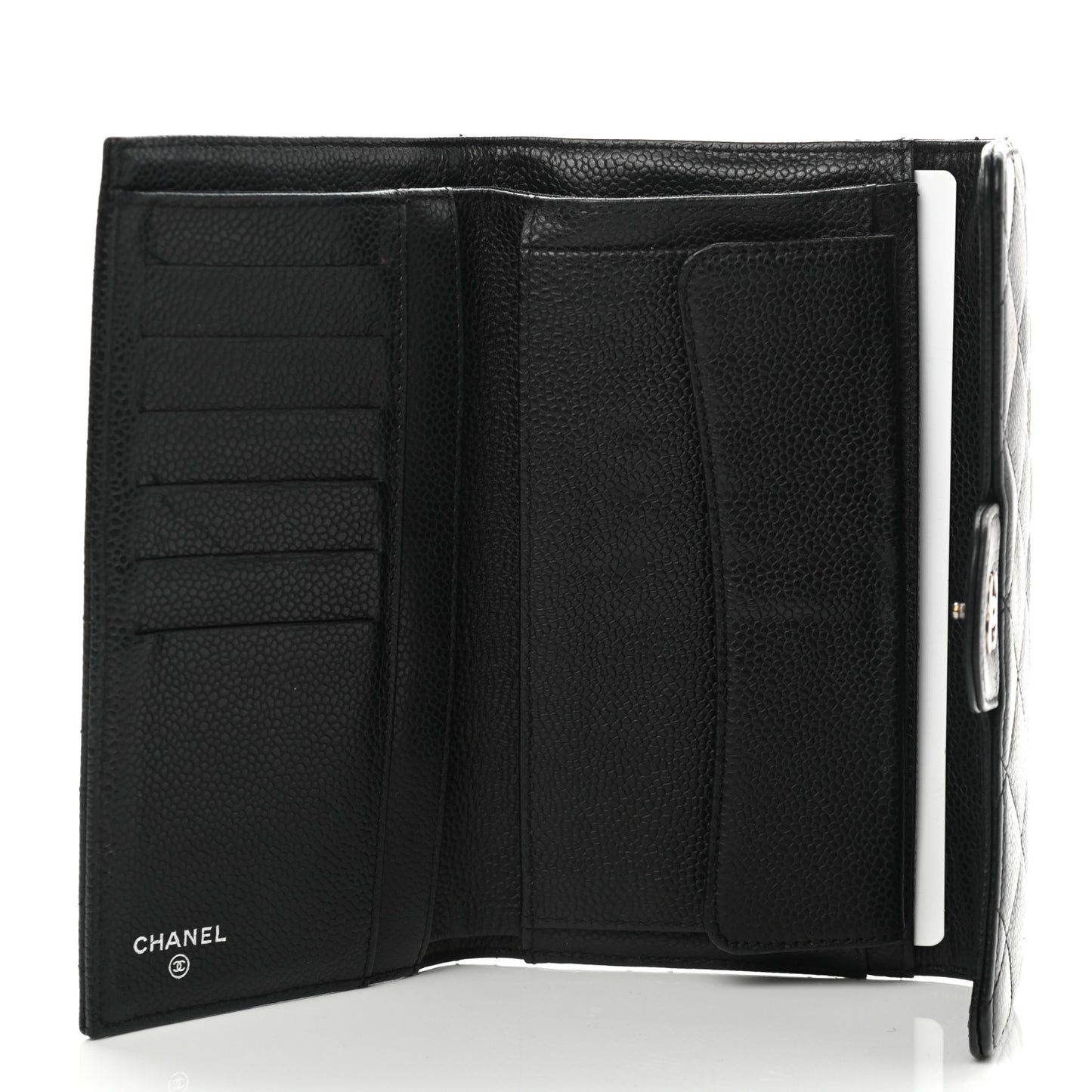 Caviar Quilted Large Flap Wallet Black