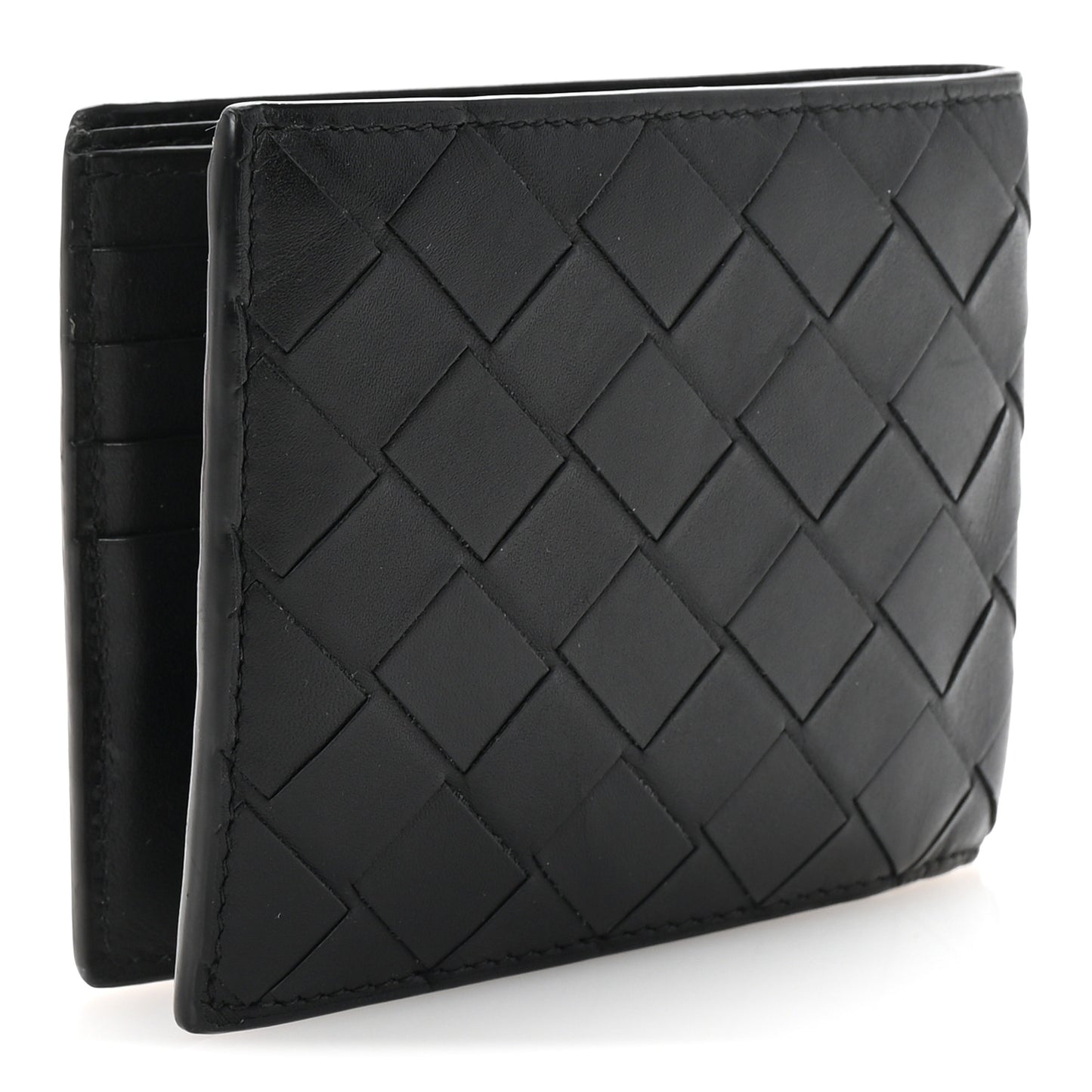 Nappa Maxi Intrecciato Bi-Fold Wallet Black