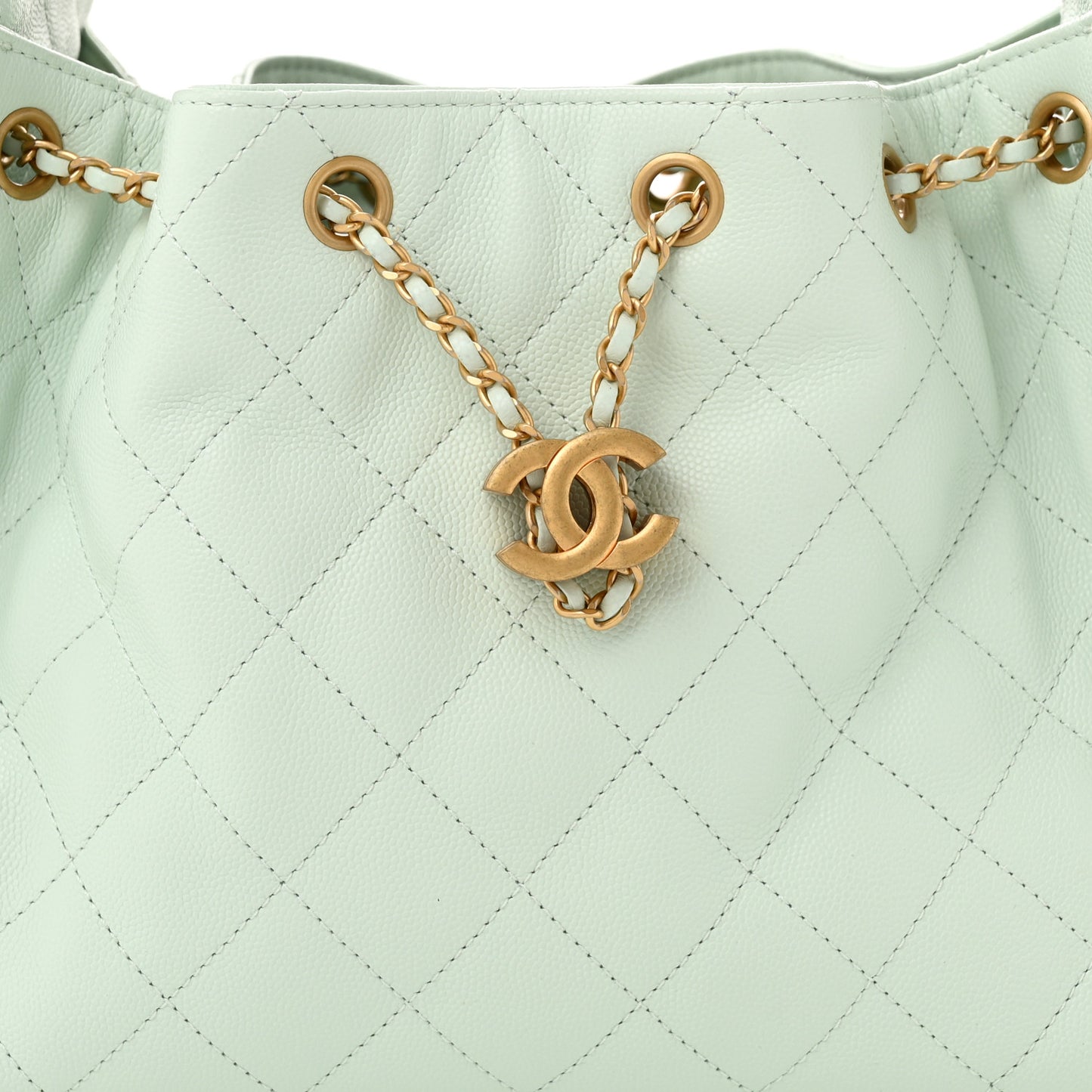 Caviar Quilted Small Chanel 25 Handbag Light Green