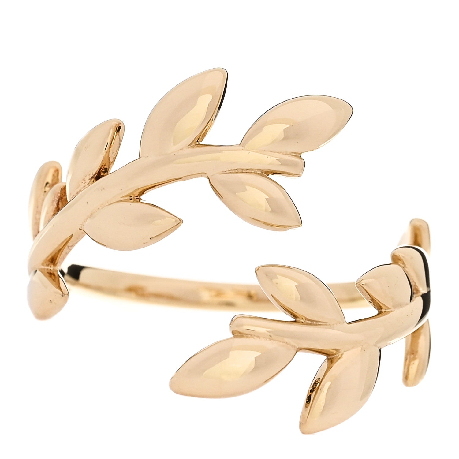 Tiffany 18K Yellow Gold Paloma Picasso Olive Leaf Bypass Ring 57 8 1 of 6