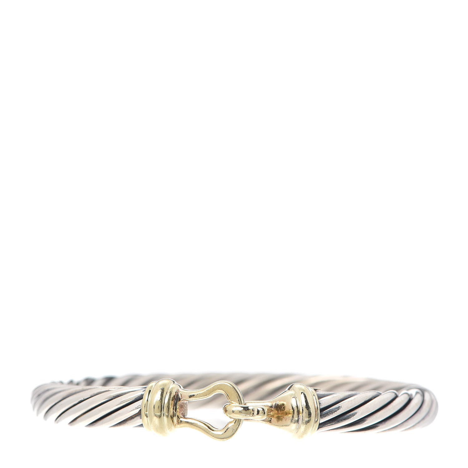 David Yurman Sterling Silver 14K Yellow Gold 7mm Cable Classic Buckle Bracelet 1 of 5