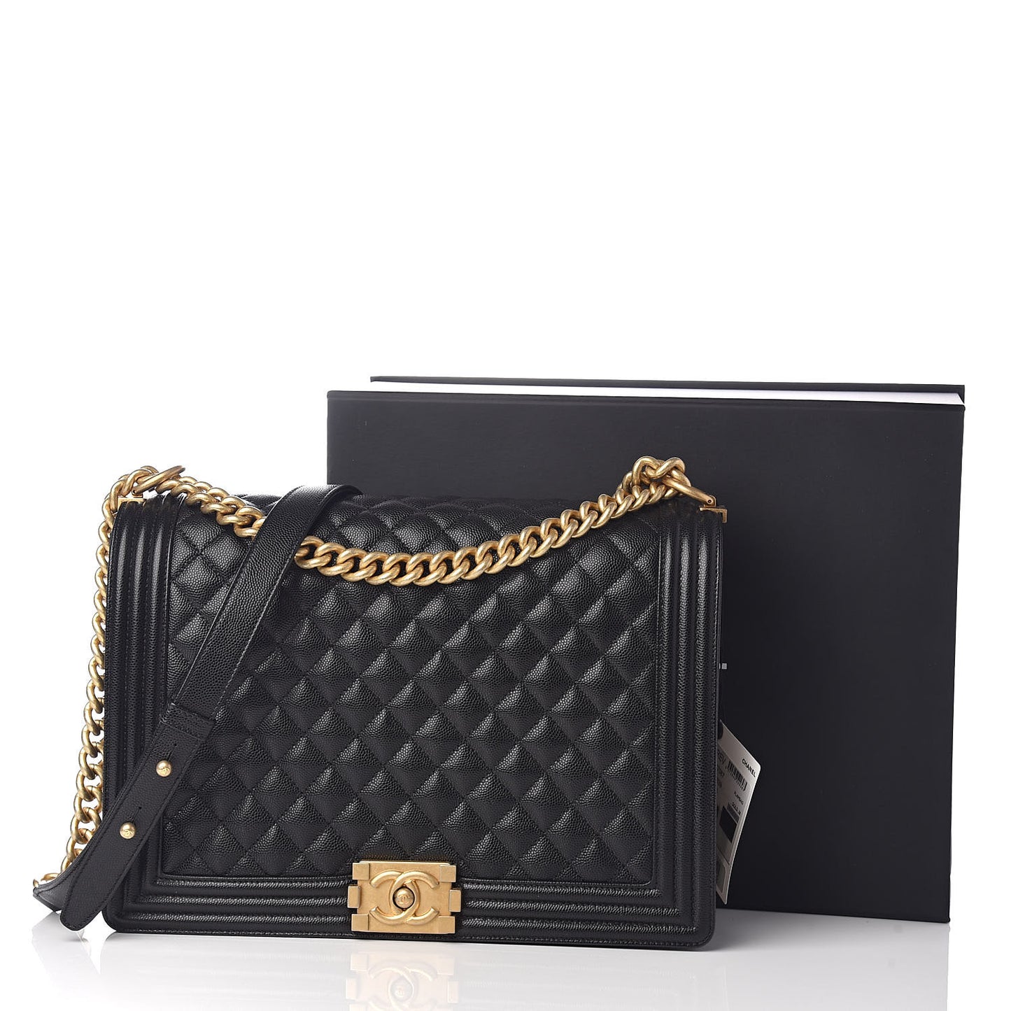 Caviar Quilted Large Boy Flap Black