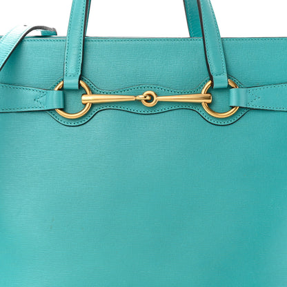 Gucci Textured Calfskin Medium Bright Bit Tote Blue 8 of 19