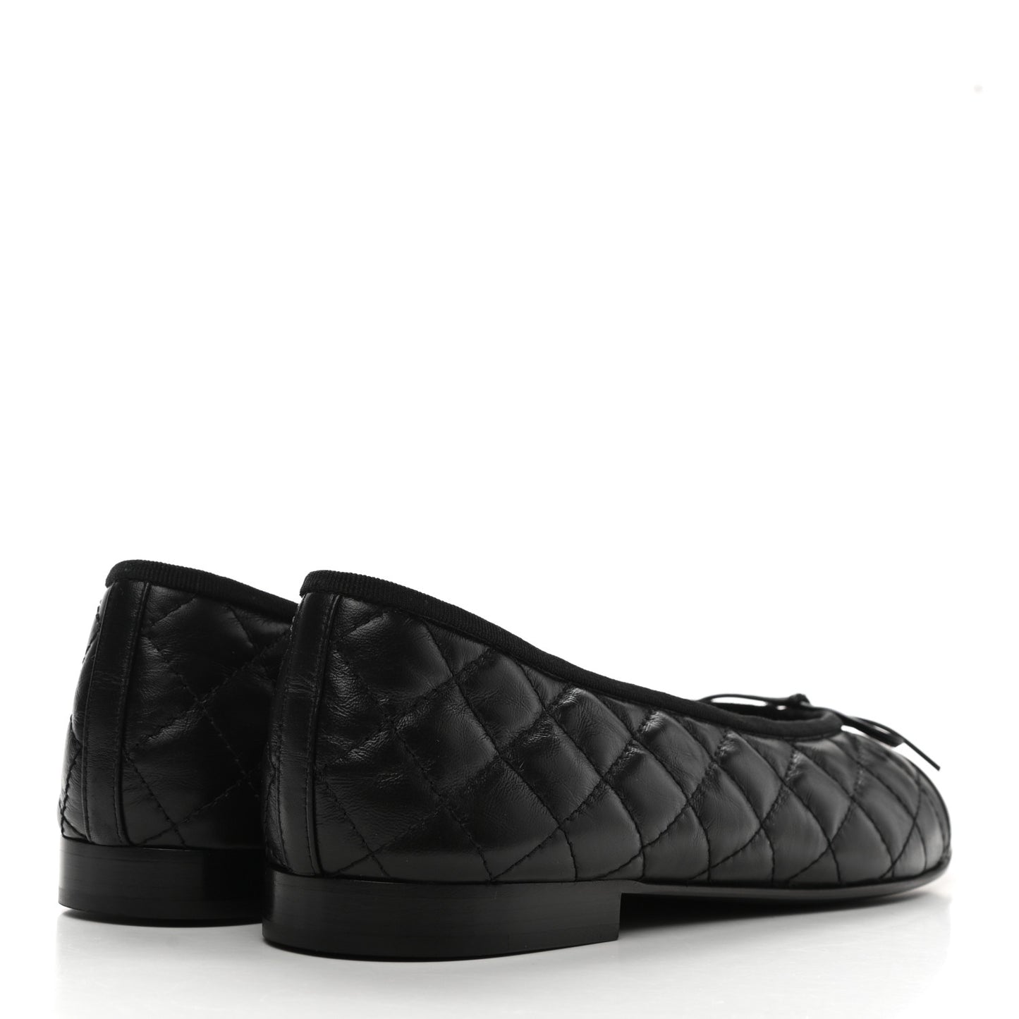 Aged Calfskin Quilted CC Cap Toe Ballerina Flats 40.5 Black