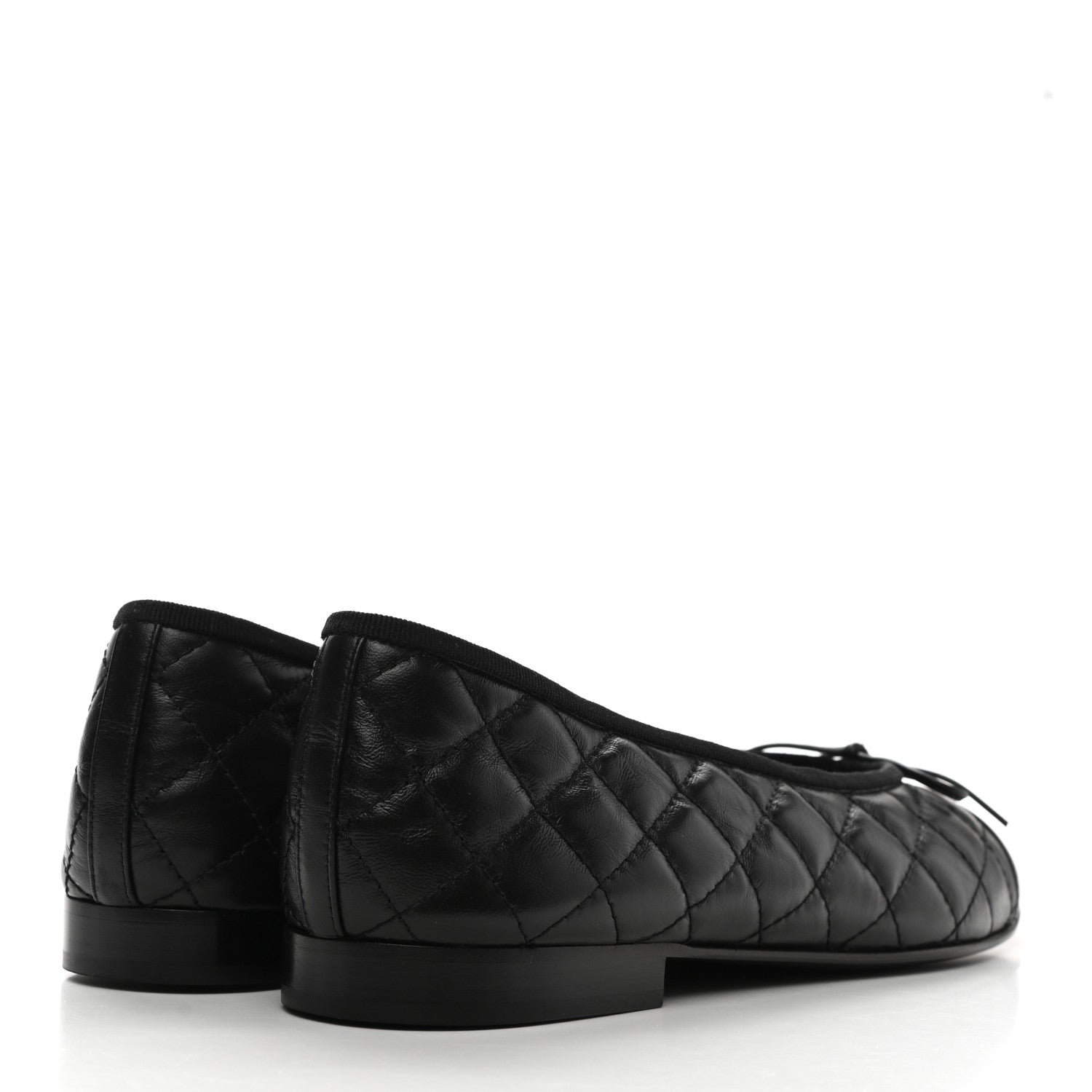 Chanel Aged Calfskin Quilted CC Cap Toe Ballerina Flats 40.5 Black 4 of 9