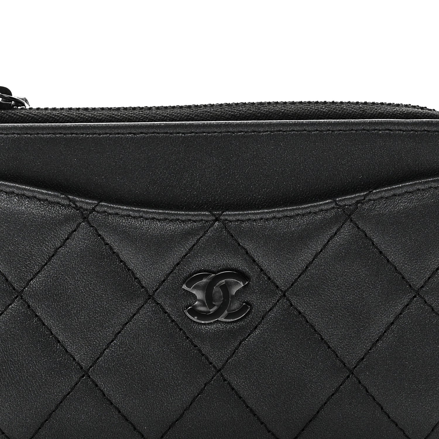 Chanel Pearly Lambskin Quilted Zip Card Holder So Black 8 of 8