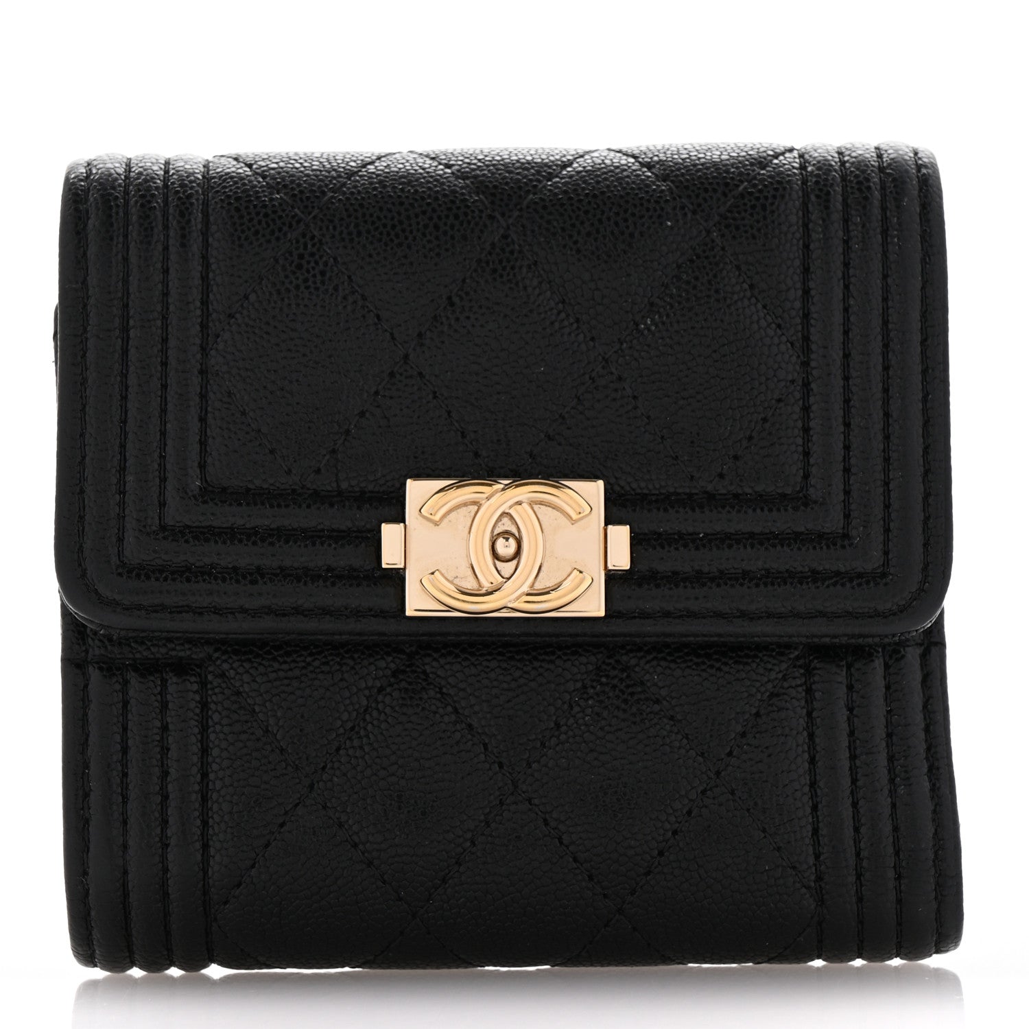 Chanel Caviar Quilted Compact Boy Wallet Black 1 of 11