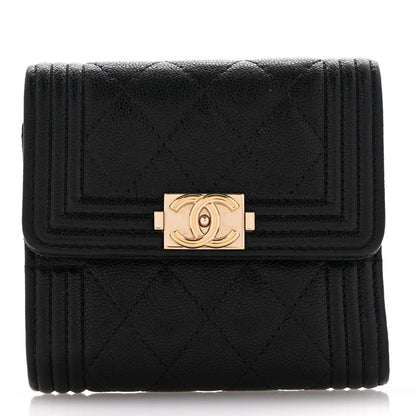 Chanel Caviar Quilted Compact Boy Wallet Black 1 of 11