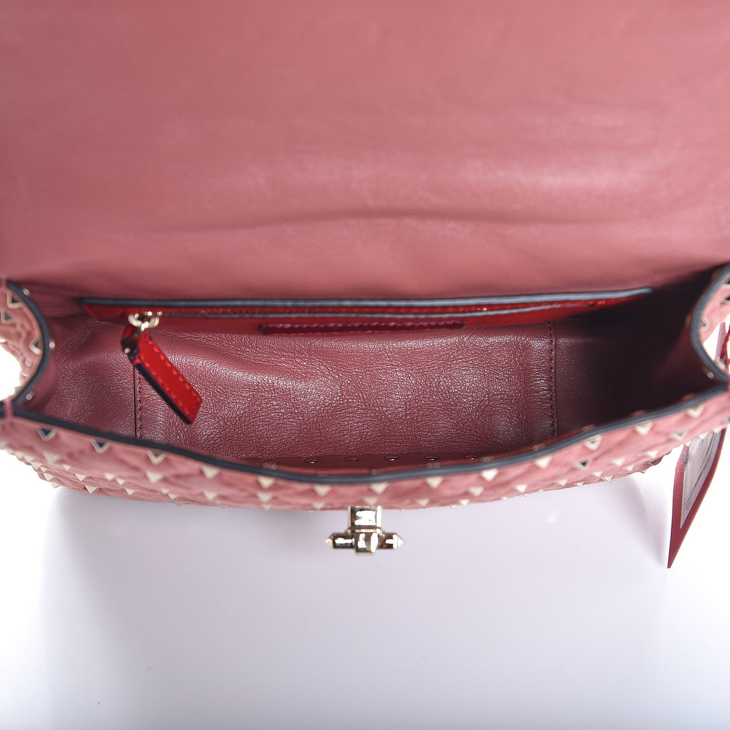 Suede Medium Rockstud Spike Shoulder Bag Antico Rosa