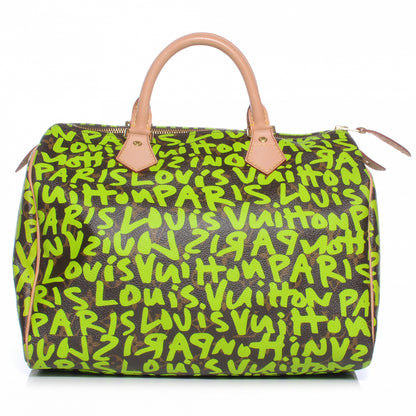 Louis Vuitton Monogram Graffiti Speedy 30 Green 1 of 7