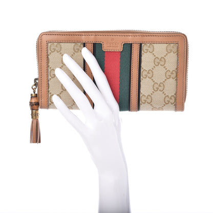 Gucci Monogram Web Rania Zip Around Wallet Khaki 2 of 8