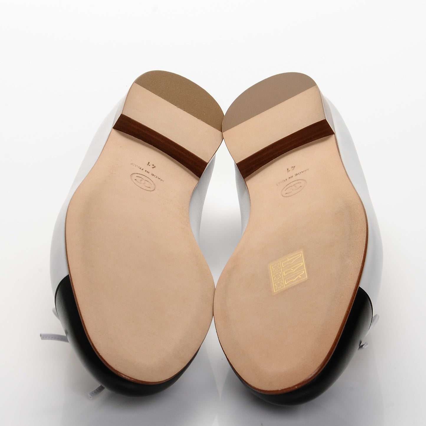 Lambskin Cap Toe CC Ballerina Flats 41 White Black