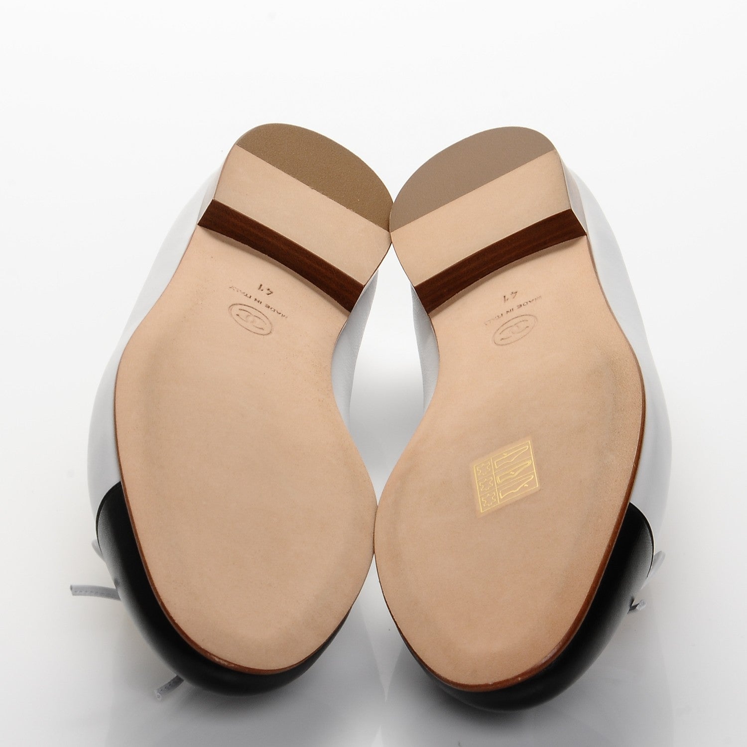 Chanel Lambskin Cap Toe CC Ballerina Flats 41 White Black 5 of 8