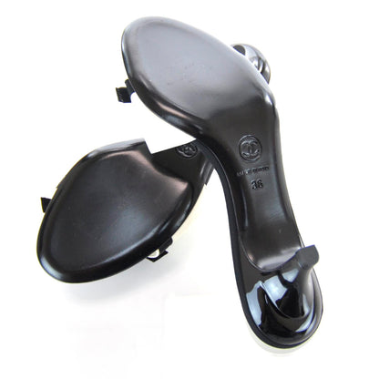 Chanel Leather CC Bow Mules 36 Black and White 4 of 8