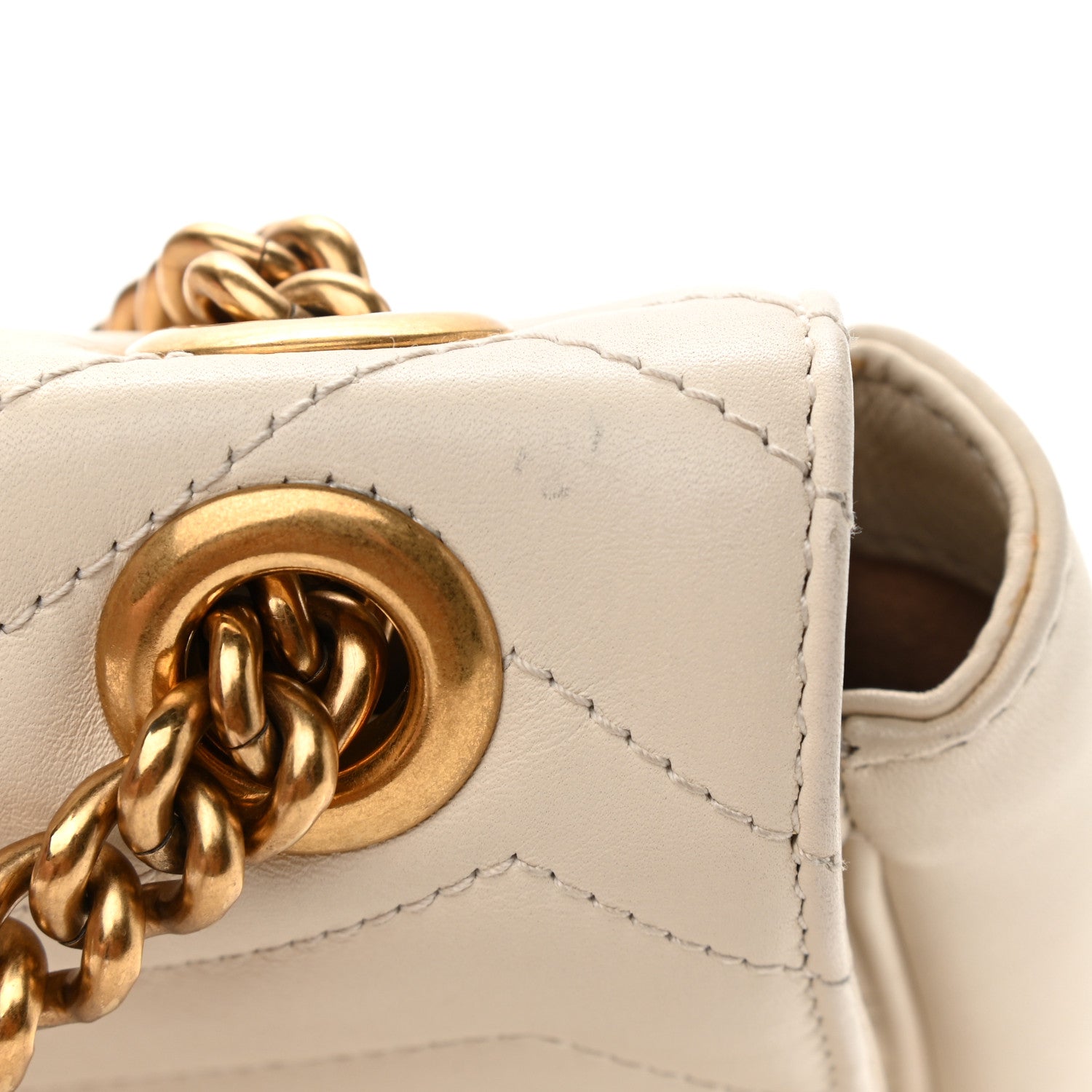 Gucci Calfskin Matelasse Medium GG Marmont Shoulder Bag White 12 of 12