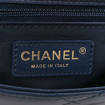 Chanel Calfskin Quilted Top Handle Single Flap Navy 6 of 11