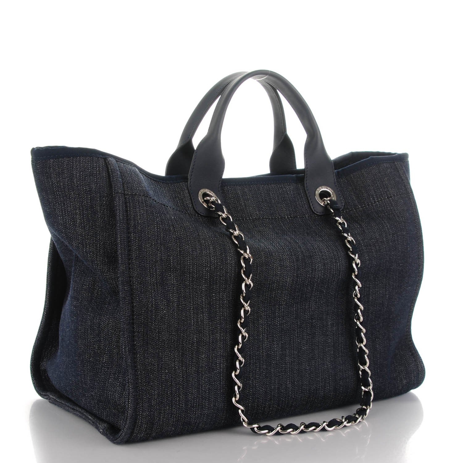 Chanel Canvas Large Deauville Tote Dark Blue 3 of 7