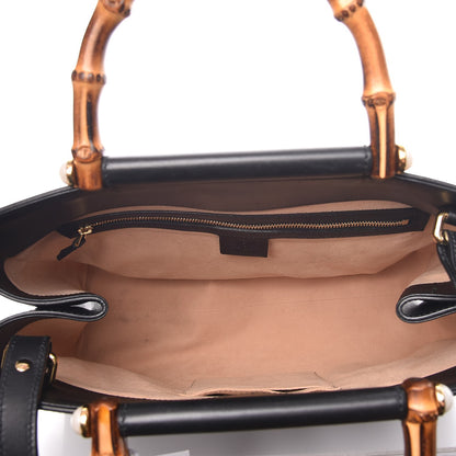 Gucci Nappa Bamboo Medium Nymphaea Top Handle Bag Black 13 of 14
