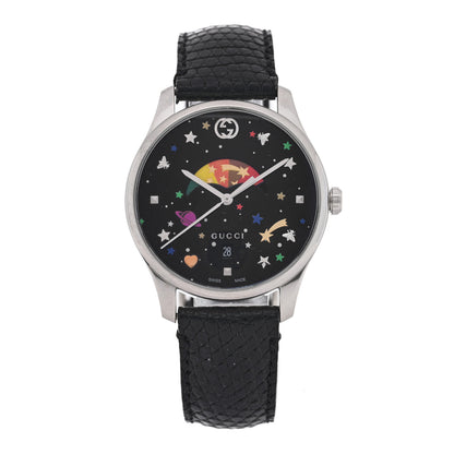 Gucci Stainless Steel Lizard 36mm G-Timeless Moonphase Star Planet Quartz Watch Black 1 of 5