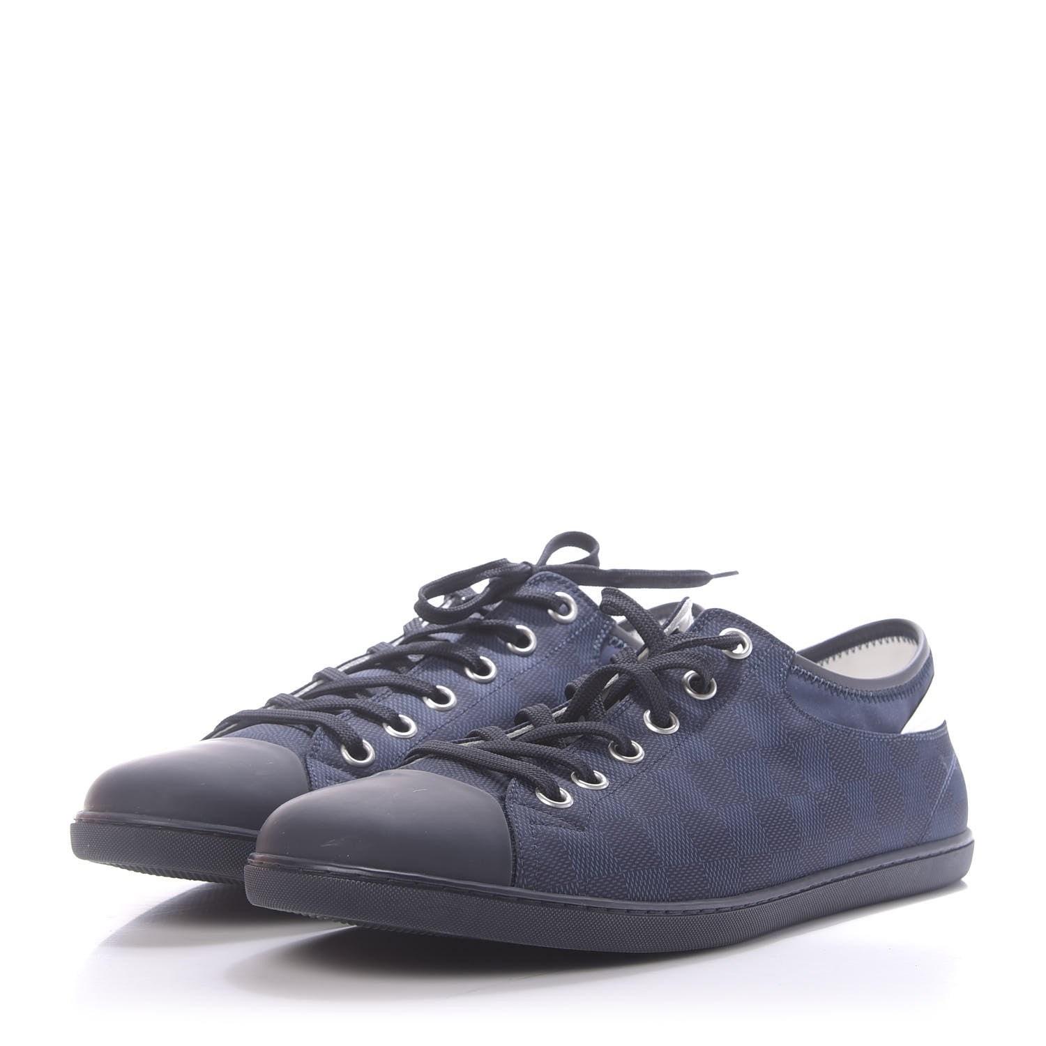 Louis Vuitton Lambskin Damier Baseball Sneakers 10 Blue 3 of 13