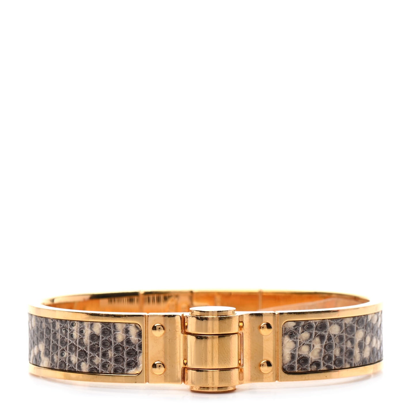 Lizard Charniere Cuir Narrow Hinged Bracelet S Ombre