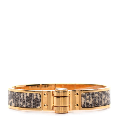 Hermes Lizard Charniere Cuir Narrow Hinged Bracelet S Ombre 1 of 5