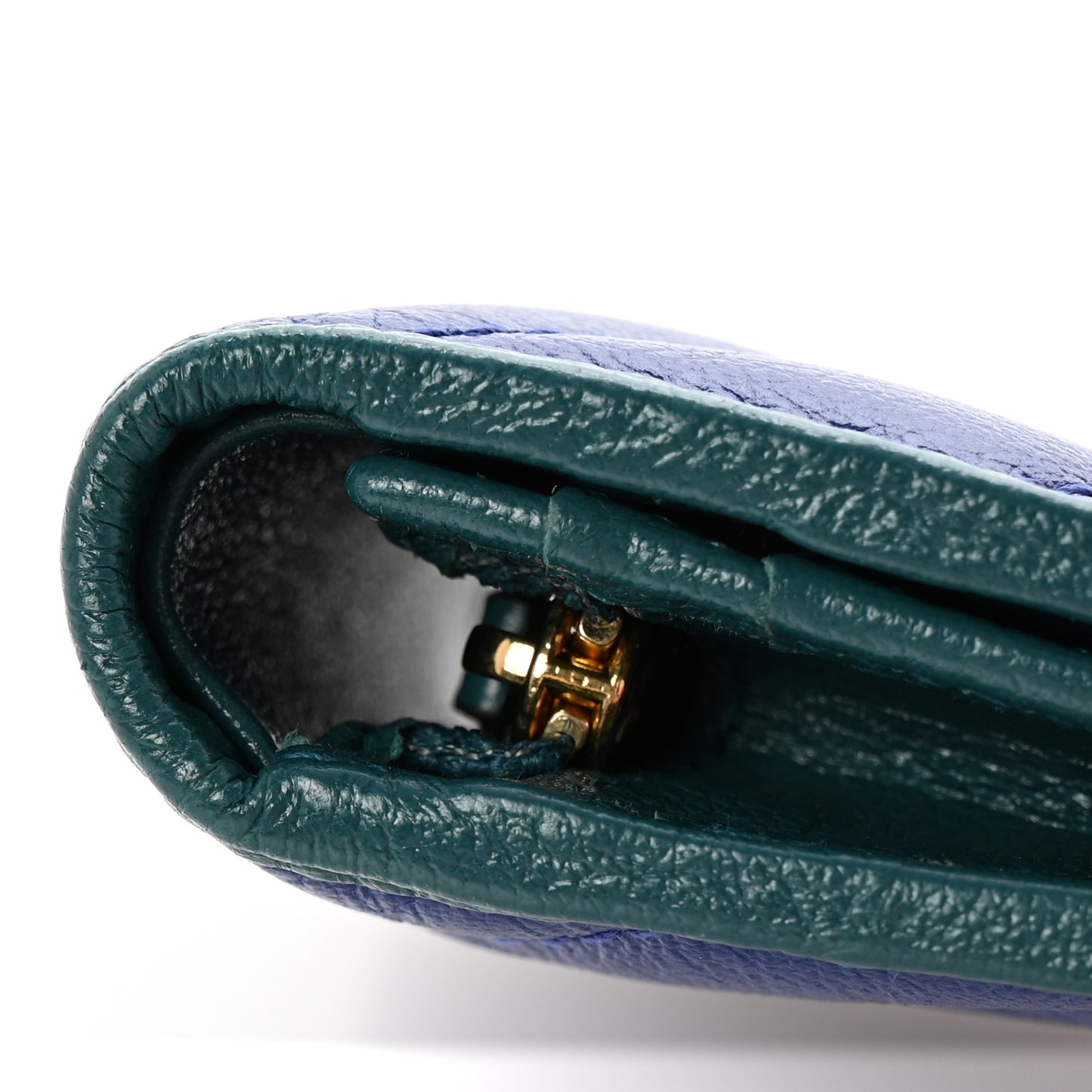 Azalea Calfskin Enamel Matelasse Diagonal Torchon GG Marmont Card Case Imperial Blue Pavone