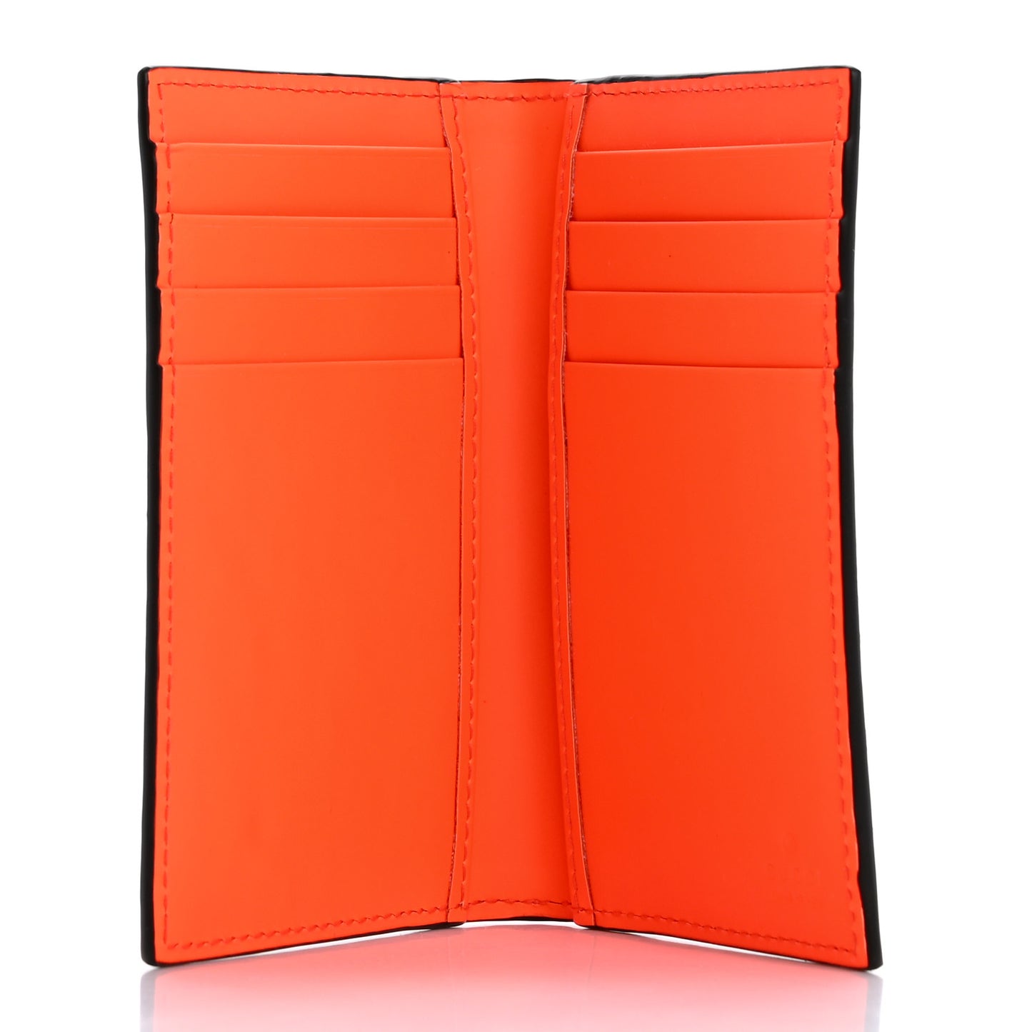 Rubber Effect GG Embossed Long Card Case New Orange Fluo