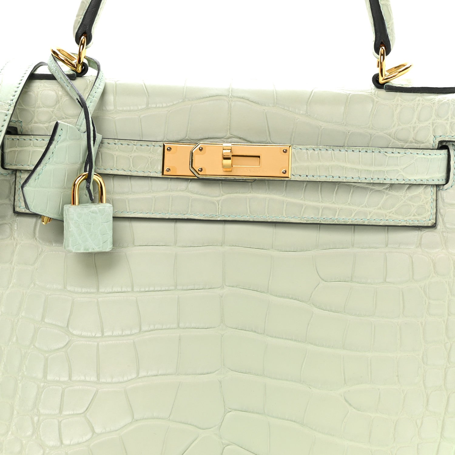 Hermes Matte Alligator Kelly Retourne 28 Vert D'eau 8 of 11