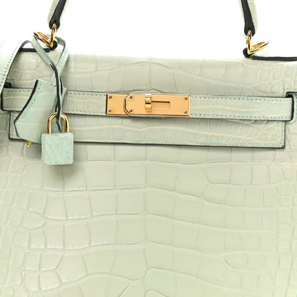 Hermes Matte Alligator Kelly Retourne 28 Vert D'eau 8 of 11