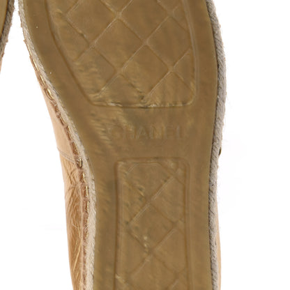 Chanel Laminated Lambskin Grosgrain CC Espadrilles 39 Gold Black 8 of 11