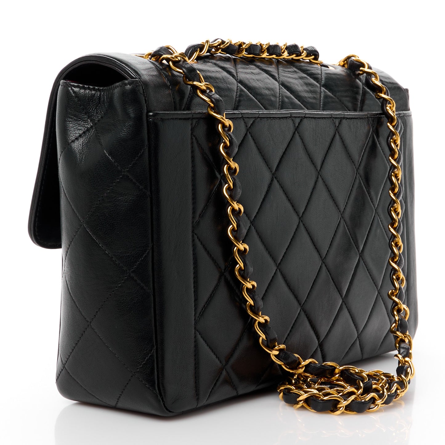 Lambskin Quilted Medium Single Flap Black