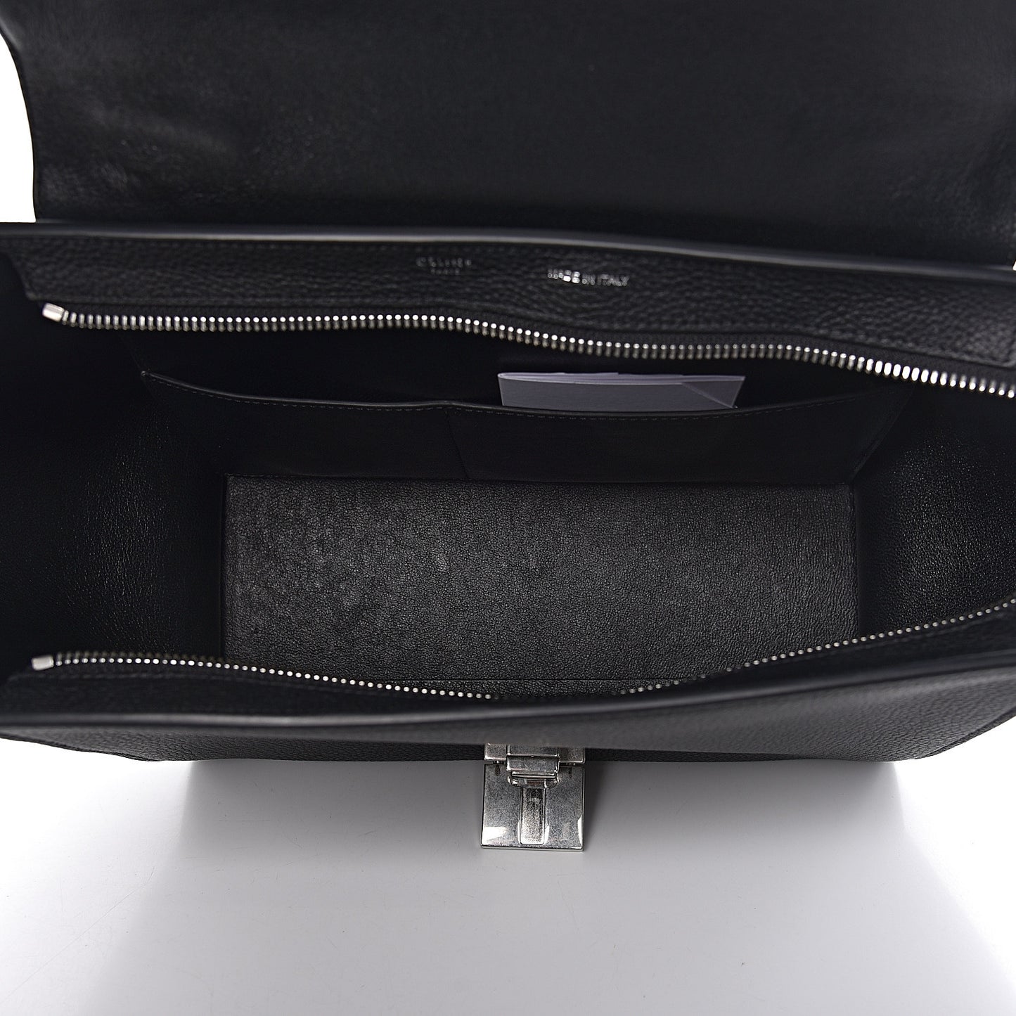 Drummed Calfskin Suede Small Trapeze Black
