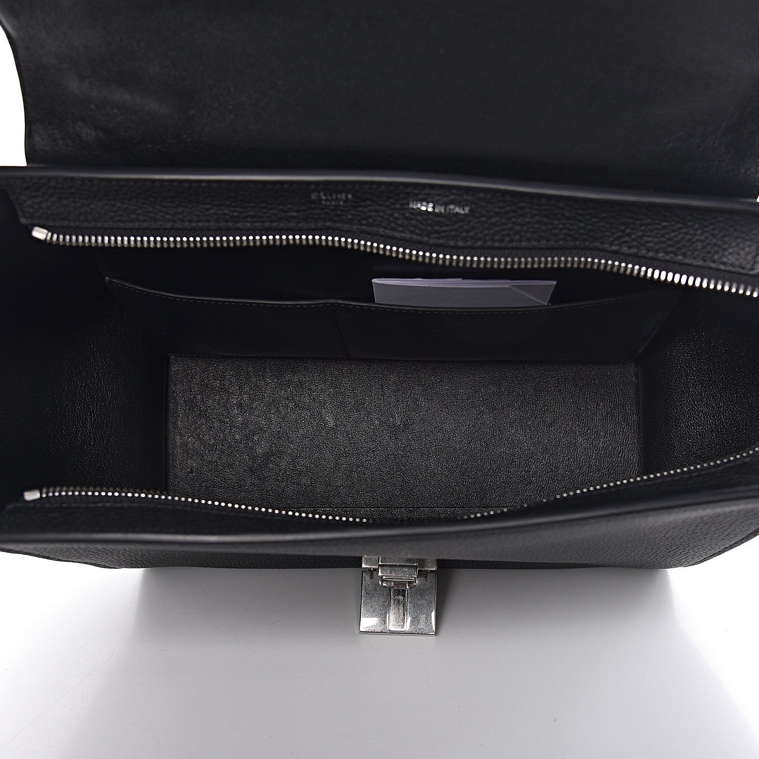 Celine Drummed Calfskin Suede Small Trapeze Black 5 of 9