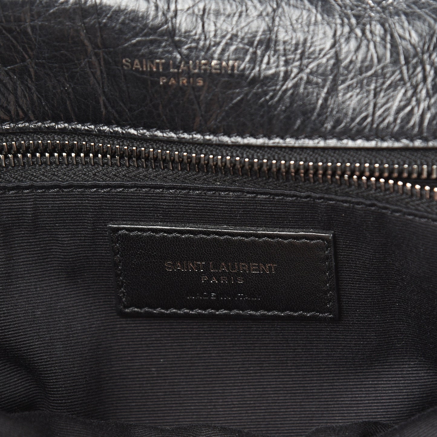 Crinkled Calfskin Matelasse Monogram Large Niki Chain Satchel Black